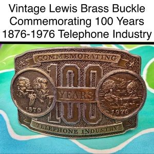 Vintage 100th Anniversary Telephone Industry Commemorative Brass Buckle